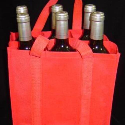 Custom printed PP non-woven wine bag for 6 bottles Vlies Weintragetasche (nonwoven) für 6 Flaschen image